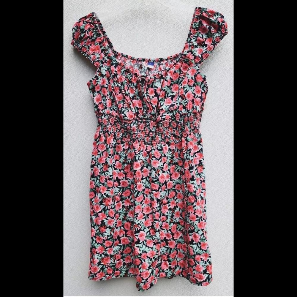 Old Navy Mini Dress Size Large Floral Sleeveless Lightweight Smocked Cottagecore